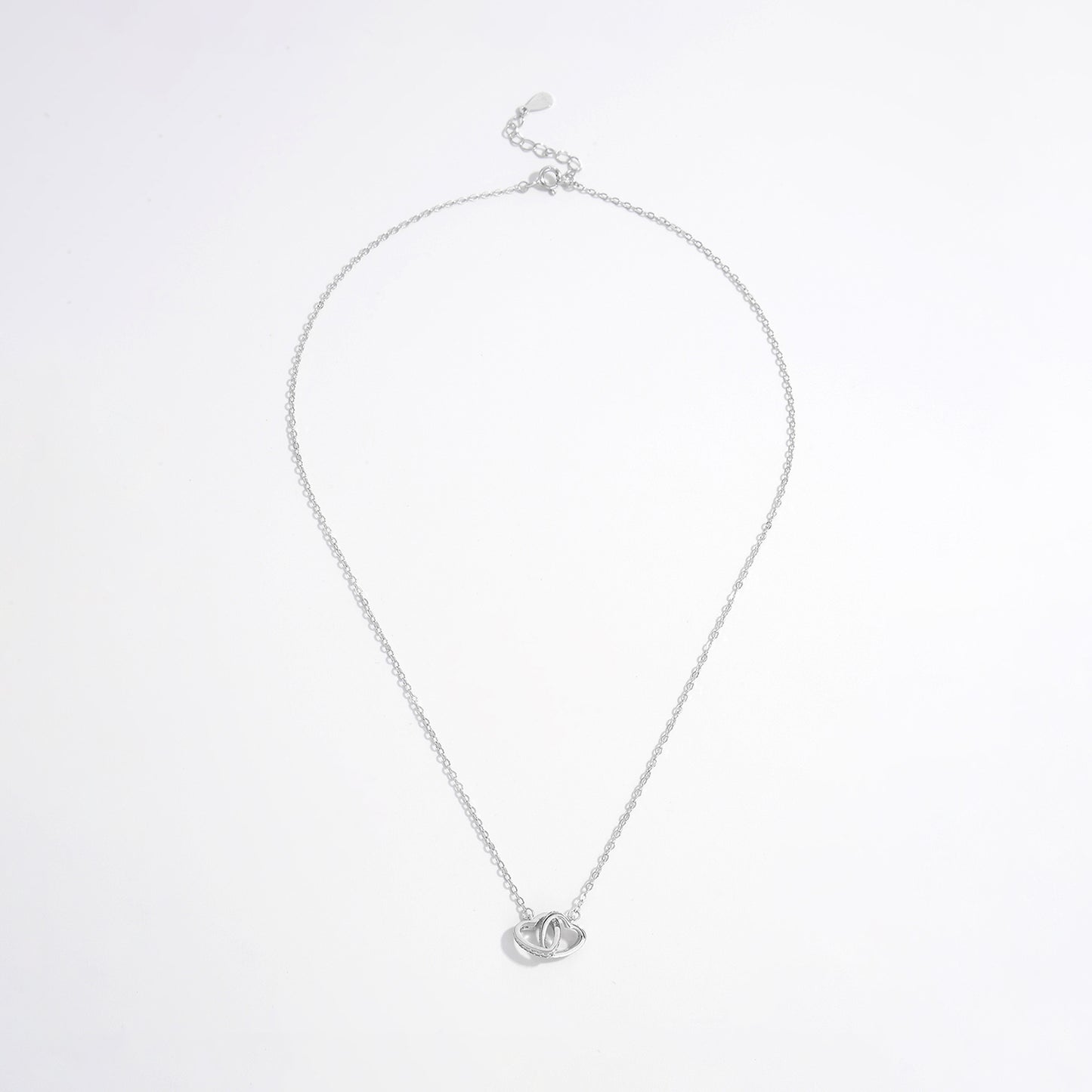 925 Sterling Silver Inlaid Zircon Heart Necklace